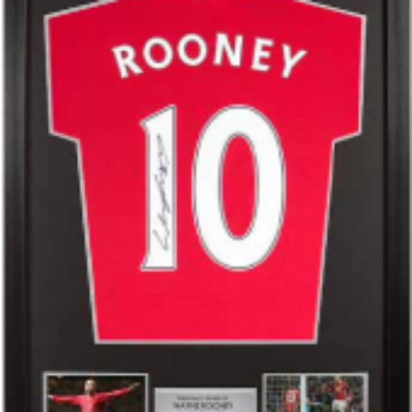 Signed and Framed Wayne Rooney Manchester United Home Jersey